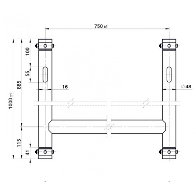 UNO H. ESTRUCTURA EN H: PARA TUBOS DE 50 mm - SWL = 200 kg