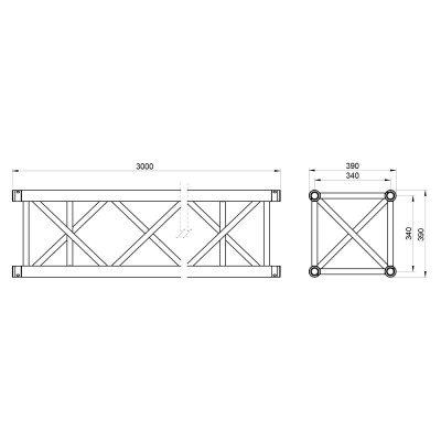 QUATRO39-300 TRUSS CUADRADO NEGRO  39x39 Cm  3m CONTESTAGE