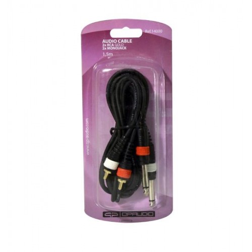 CABLE 2x RCA MACHO - 2x JACK 6.3mm MONO 3m QP-AUDIO