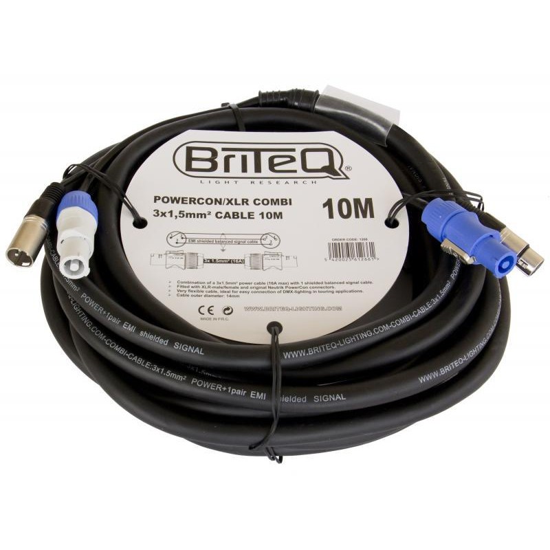 CABLE COMBI POWERCON/XLR 3x1.5mm 10m BRITEQ