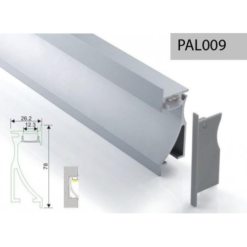 PERFIL ALUMINIO EMPOTRAR PARED 2m + TAPA OPAL