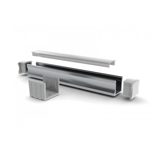AL-P15 PERFIL ALUMINIO CANAL TIPO U 2m 15mm + TAPA FROST