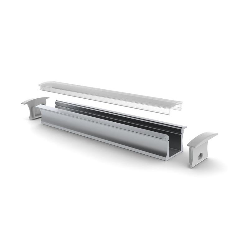 PERFIL ALUMINIO EMPOTRAR TIPO U 2m 7mm + DIFUSOR