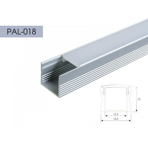 PERFIL ALUMINIO CANAL TIPO U 13mm 2m + TAPA OPAL