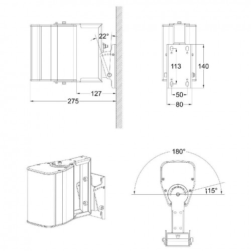 iLINESUP23 SOPORTE PARED NEGRO iLINE23 AUDIOPHONY