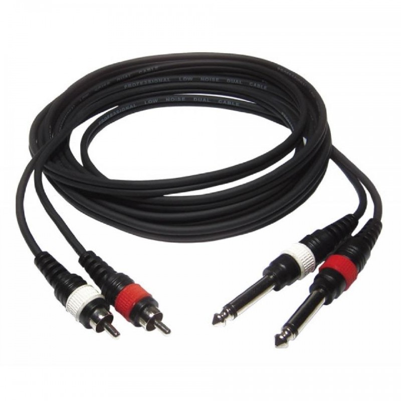 CABLE 2 RCA MACHO A 2 JACK 6.3 MONO 1.5m HILEC