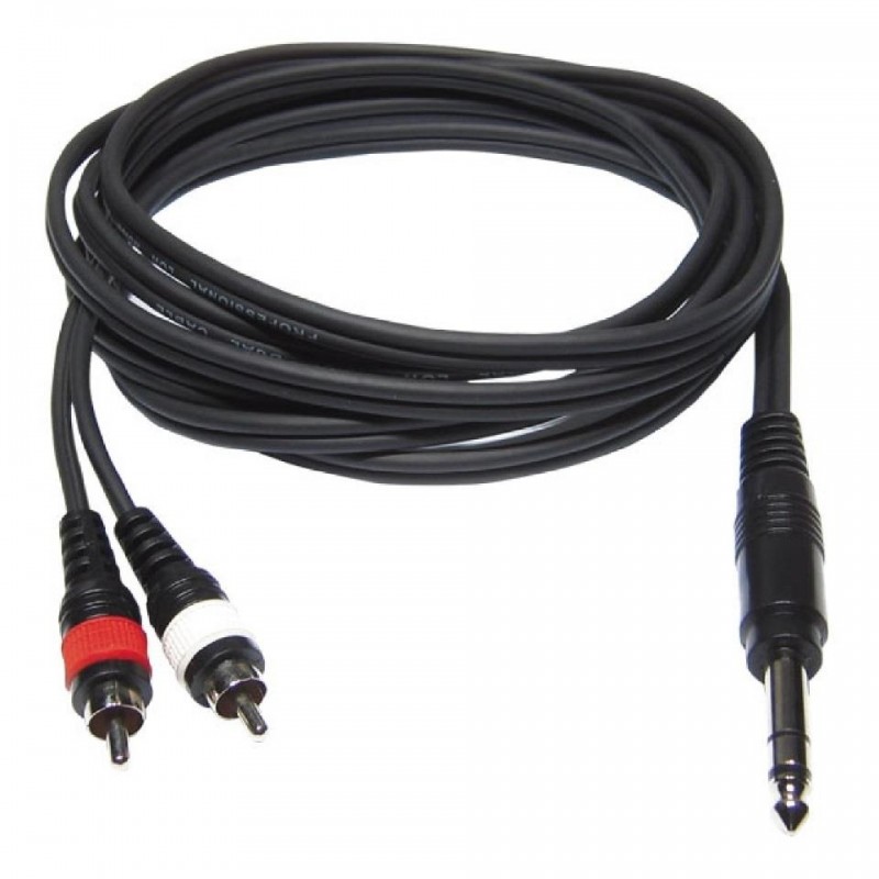 CABLE 2 RCA MACHO A 1 JACK 6.3mm ST 6m HILEC