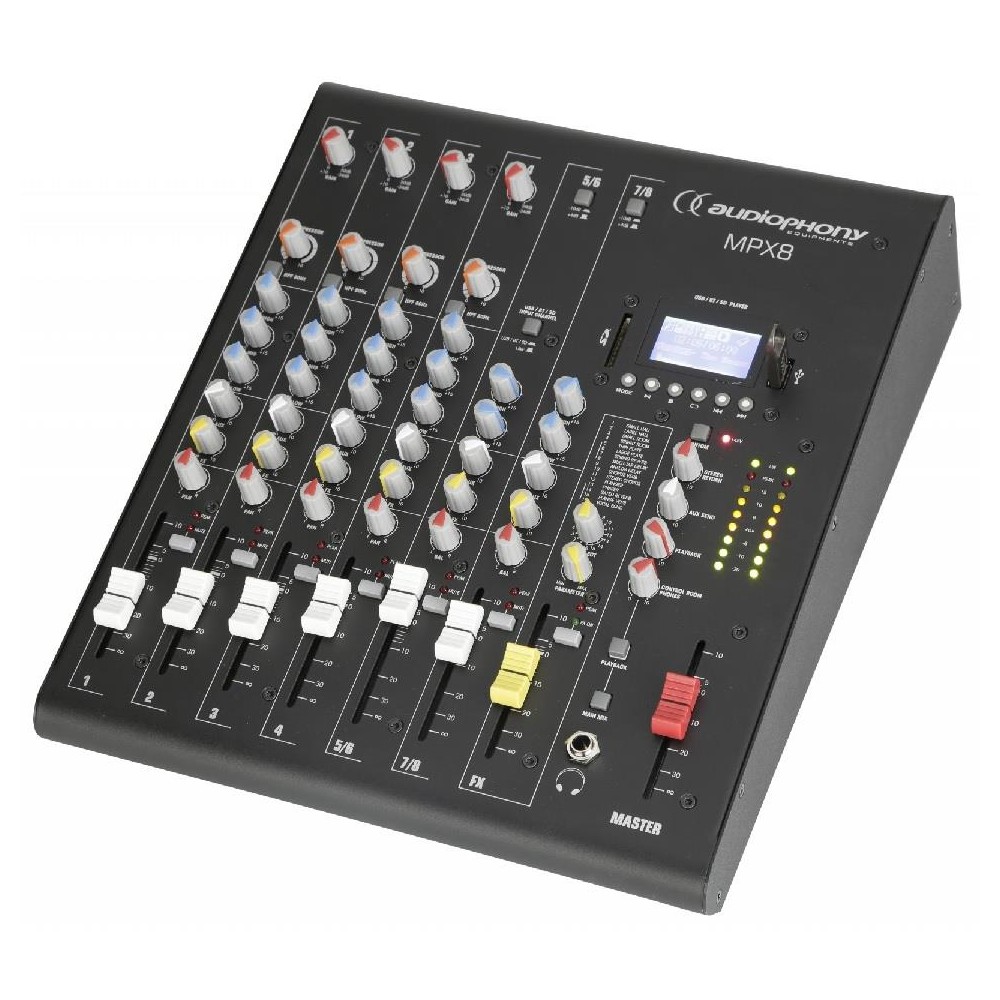 Mezclador de Audio Profesionalde 8 Canales Interfaz de Audio Mesa de Mezclas,  Mesa Mezclas Dj Mixer Audio con 99DSP/BT/USB/MP3, Mesa de Sonido Tabla de  Mezclas Dj Consola de Audio Controlador Dj 