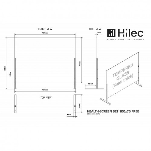 PANTALLA VIDRIO TEMPLADO 100x75 FREE HILEC