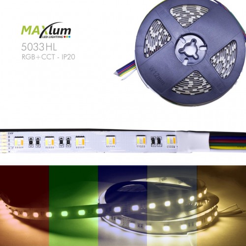 TIRA LED FLEX RGB + CCT 5m 60 LED/m 5050 24V IP20 MAXLUM