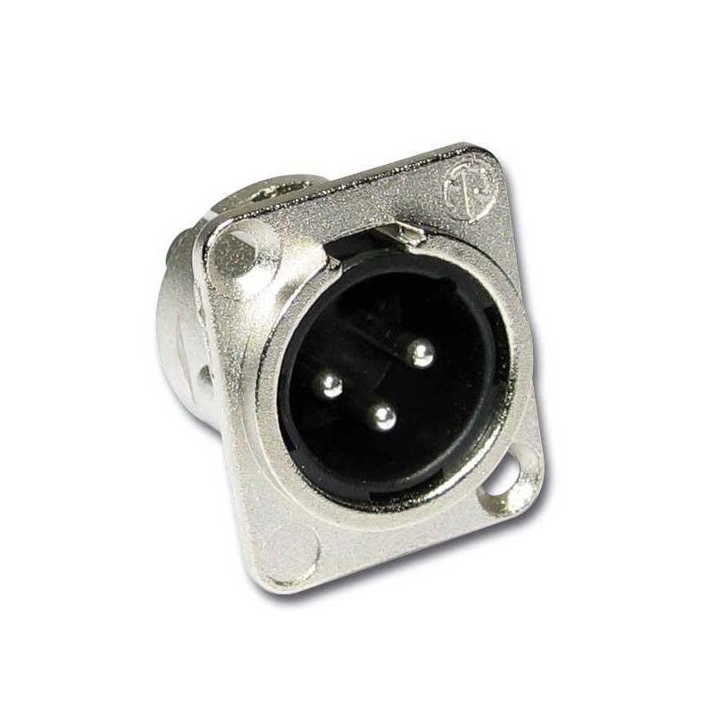 CONECTOR XLR 3P MACHO BASE CROMADO HILEC