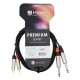 CABLE 2 JACK 6.3 MONO A 2 RCA MACHO 1.5m PREMIUM HILEC