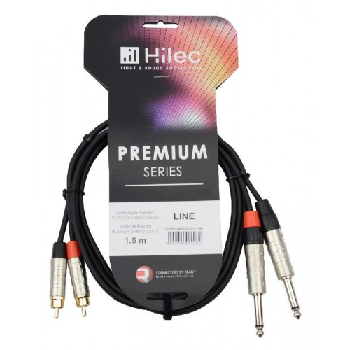 CABLE 2 JACK 6.3 MONO A 2 RCA MACHO 1.5m PREMIUM HILEC