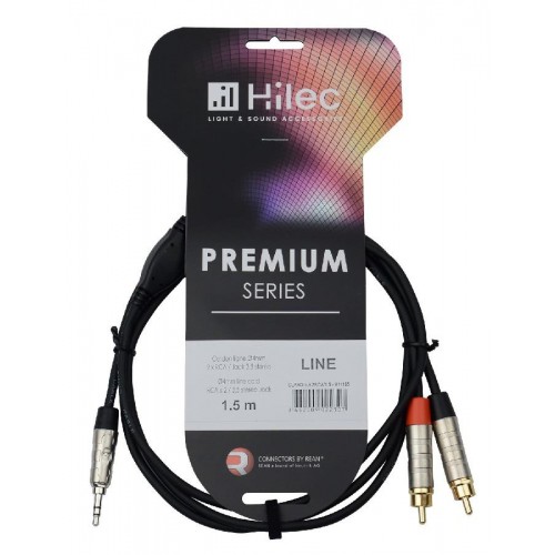 CABLE 1 MINI JACK 3.5 ST A 2 RCA 1.5m PREMIUM HILEC