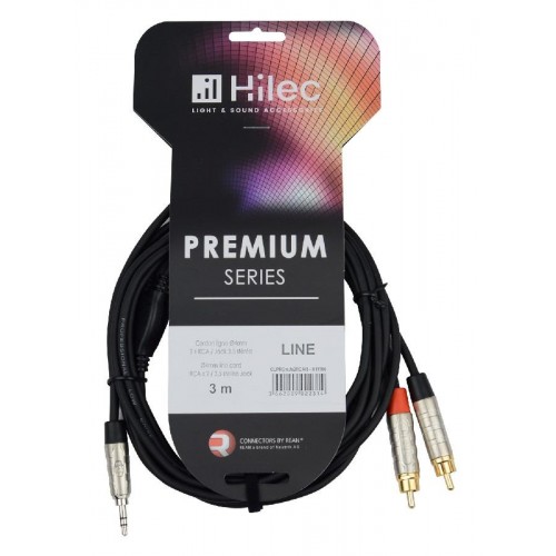 CABLE 1 MINI JACK 3.5 ST A 2 RCA 3m PREMIUM HILEC