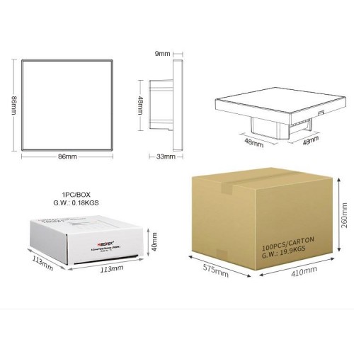 T3 PANEL CONTROL CONTROL RGBW 4 ZONAS MIBOXER