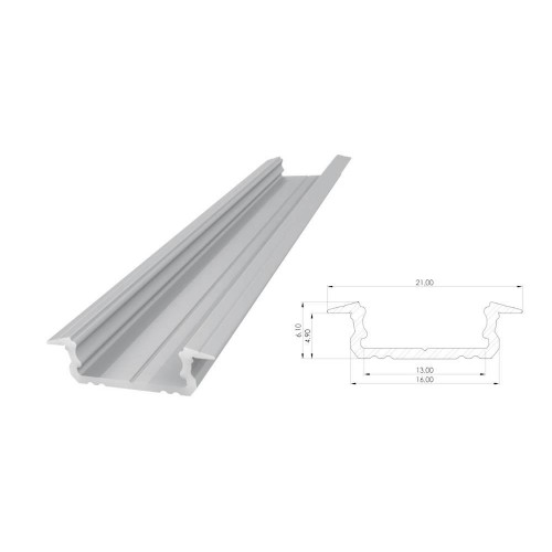 PERFIL ALUMINIO EMPOTRAR CANAL TIPO U 6,10mm 2m MPL