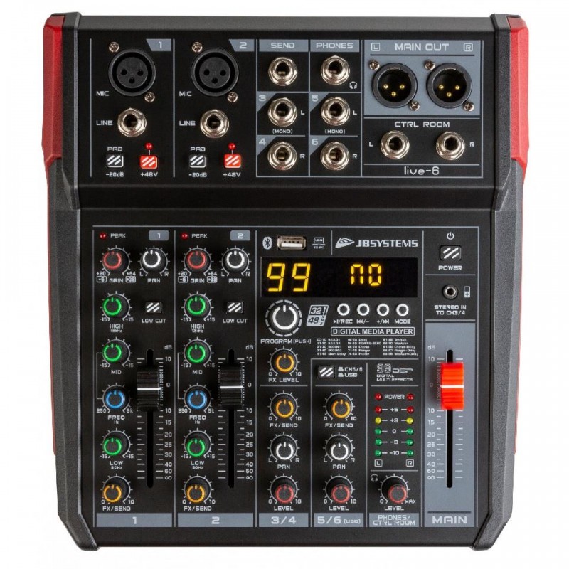 LIVE-6 MEZCLADOR COMPACTO PA 6 IN / 4 CH JBSYSTEMS