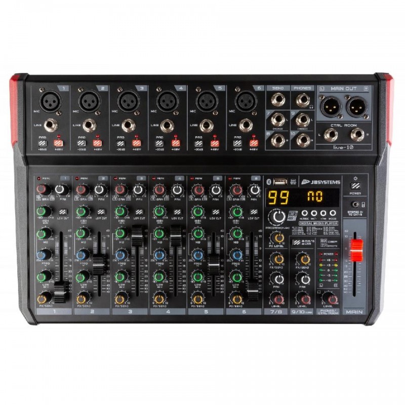 LIVE-10 MEZCLADOR COMPACTO PA 10 IN / 8 CH JBSYSTEMS